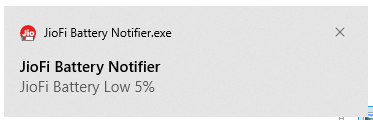 How to get JioFi Battery Low Notification on Windows